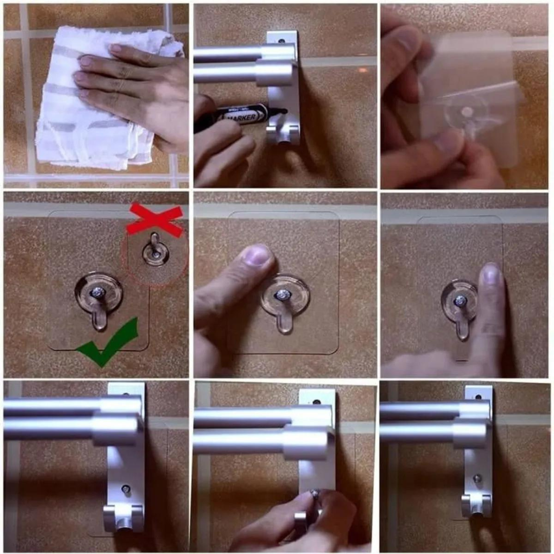 Lot De 10 PCS Vis Adhésives Détachables pour Fixation Murale Sans Percer