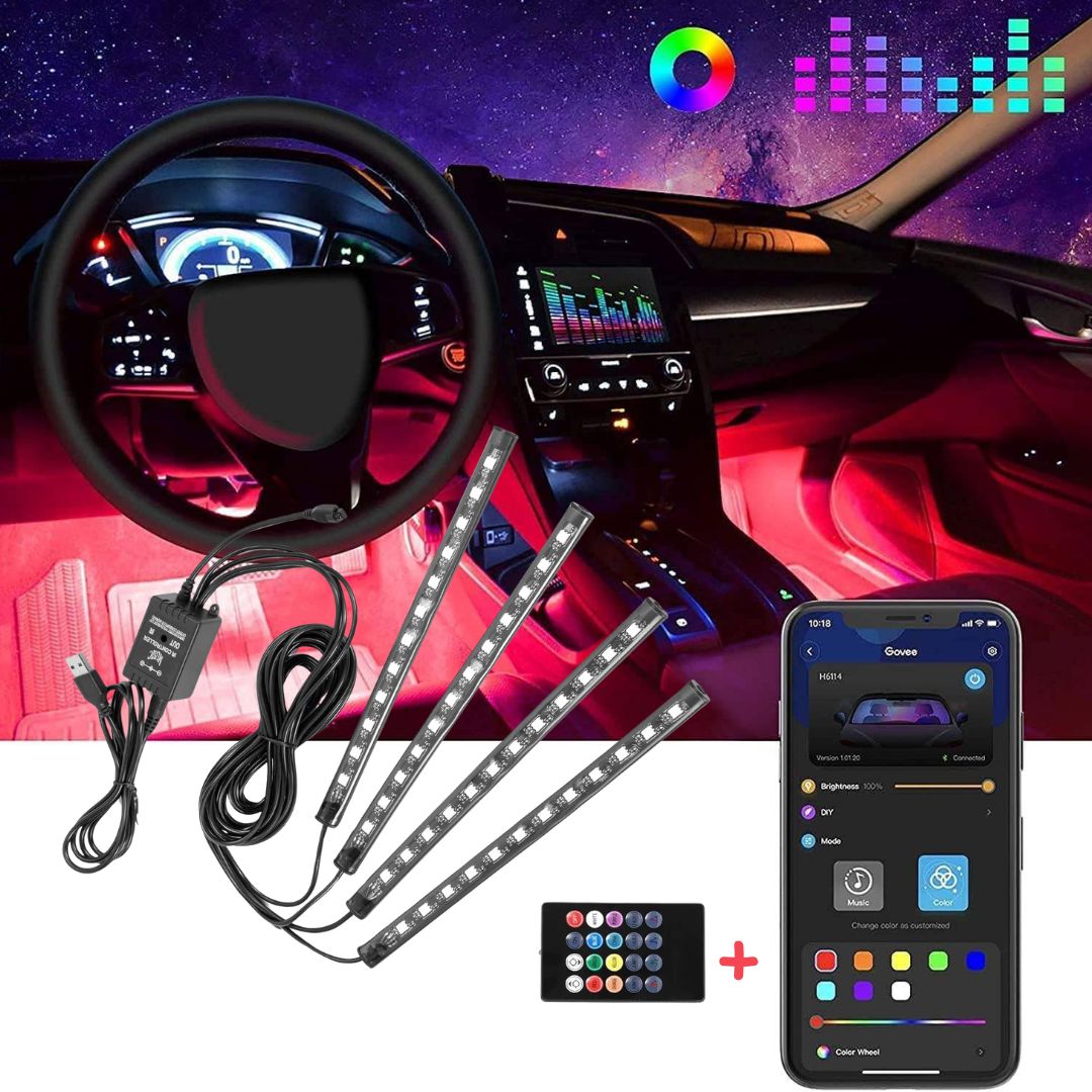 Éclairage D’ambiance Intérieur RGB Intelligent Pour Voiture, Avec Contrôle Mobile