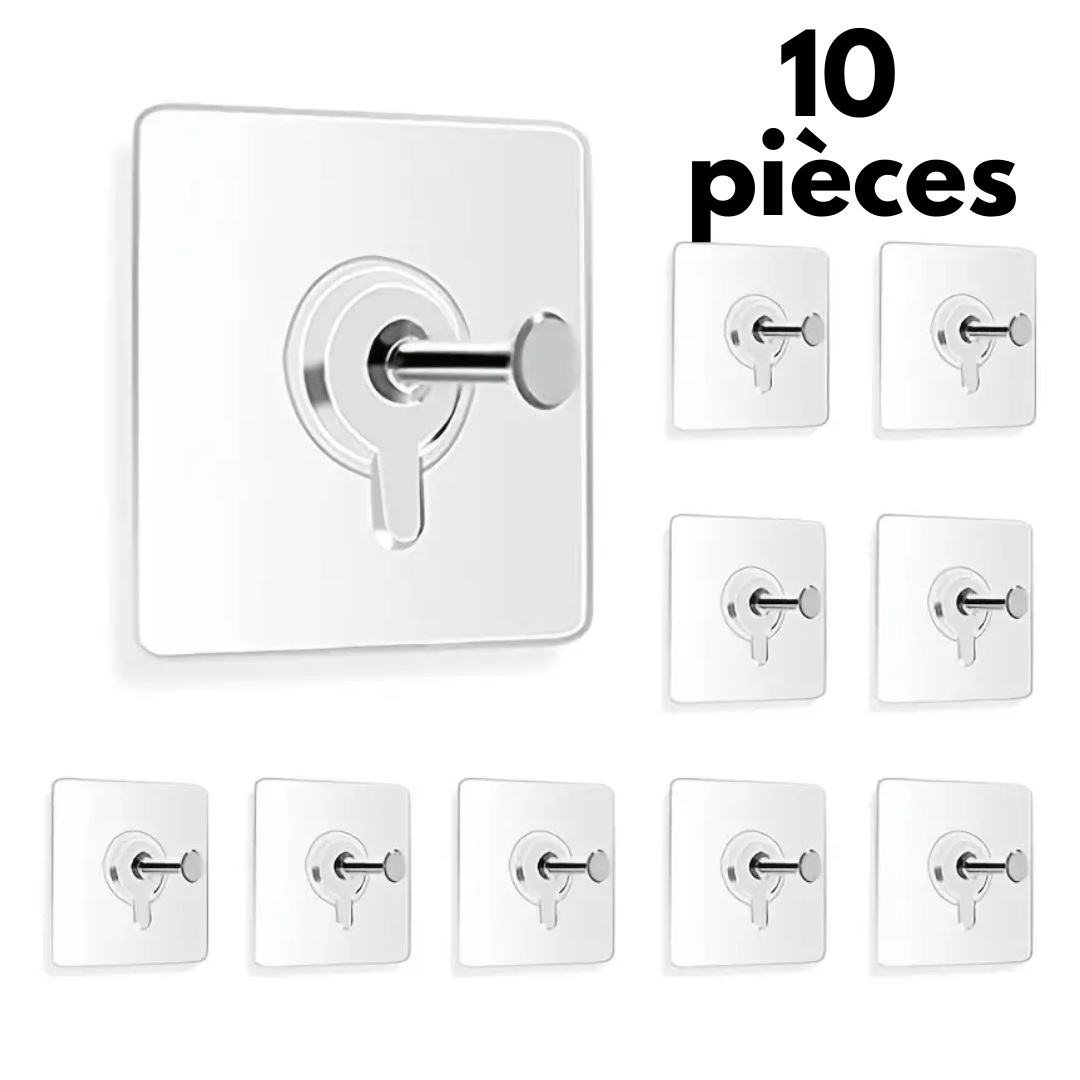 Lot De 10 PCS Vis Adhésives Détachables pour Fixation Murale Sans Percer