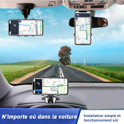 Support téléphone voiture multifonction rotatif à 360