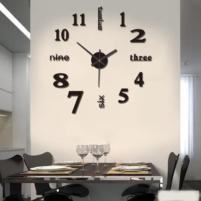 Horloge Murale 3D Autocollant Décoratif