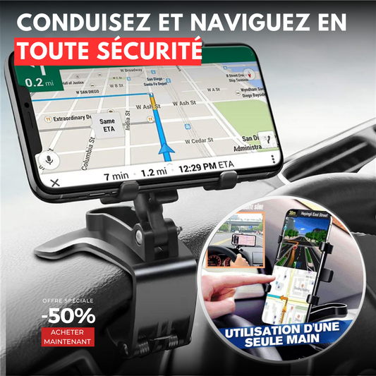 Support téléphone voiture multifonction rotatif à 360