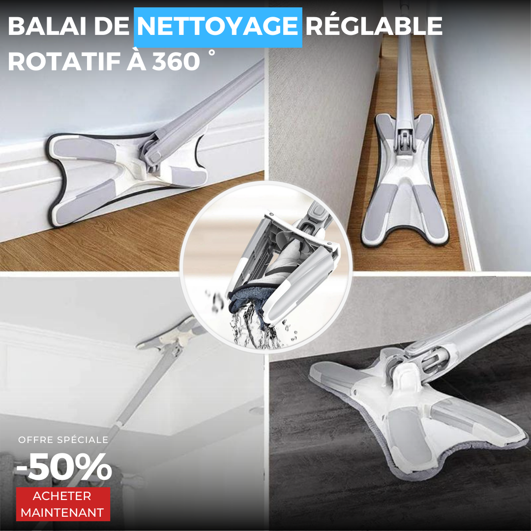 balai mop X papillon avec rotation 360°