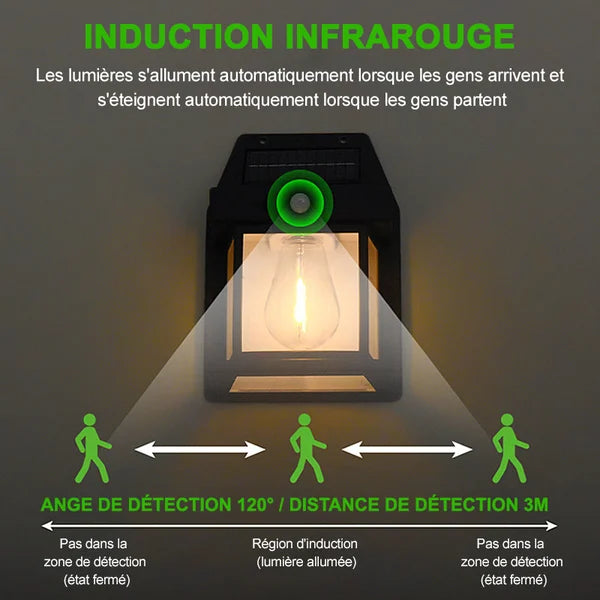 Lot de 3 Lampes Solaires Extérieures Avec détecteur de mouvement