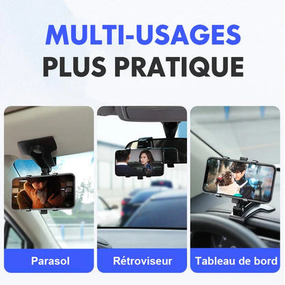 Support téléphone voiture multifonction rotatif à 360