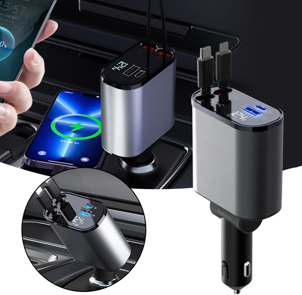 Chargeur de voiture rétractable à charge rapide