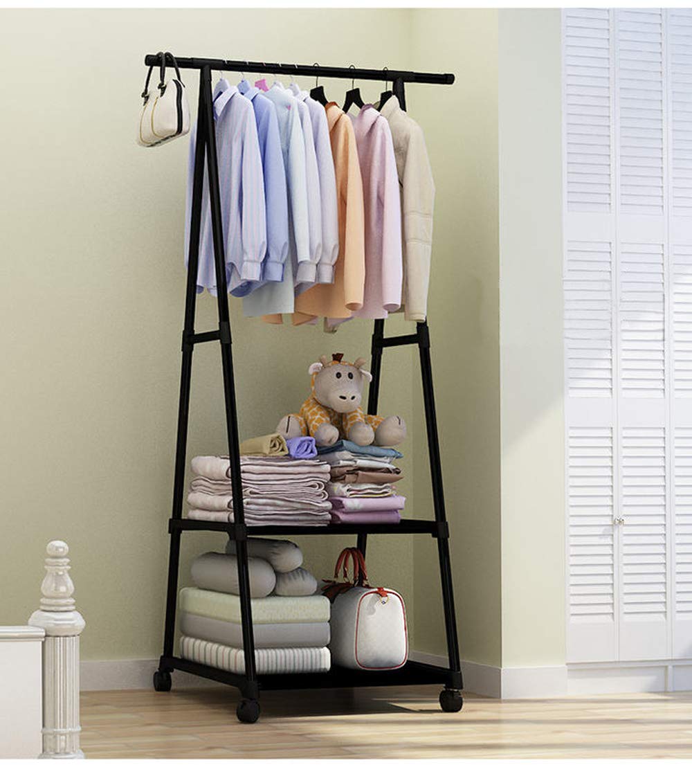 Support d'étagère au sol pour manteau T1 avec roulettes, rangement multifonction, étagères porte-vêtements