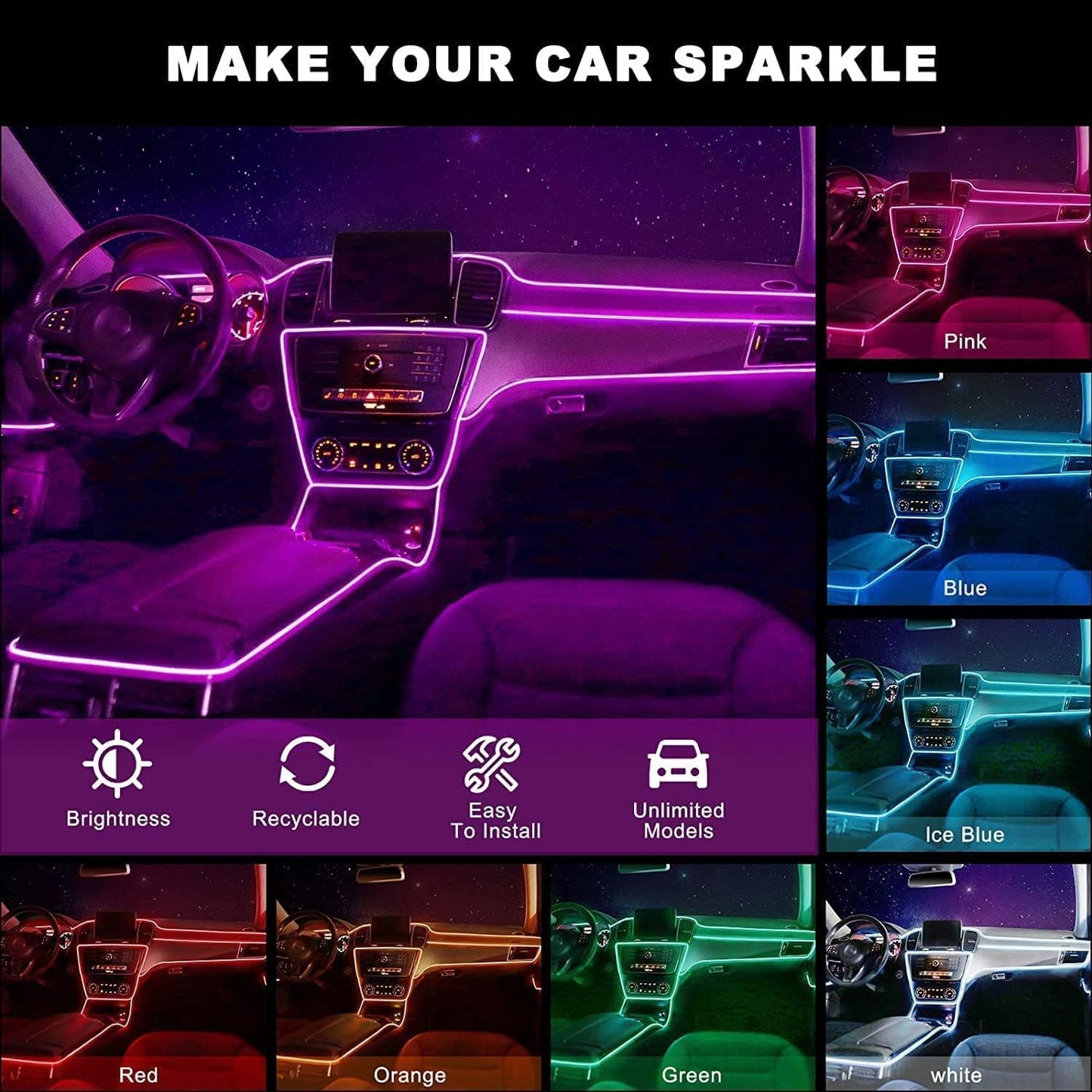 Bande Lumineuse à LED , Éclairage Intérieur De Voiture