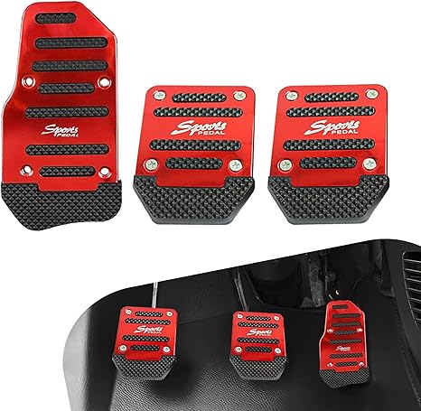 Lot de 3 Couvre-Pédales de Voiture Antidérapants en Alliage d'Aluminium