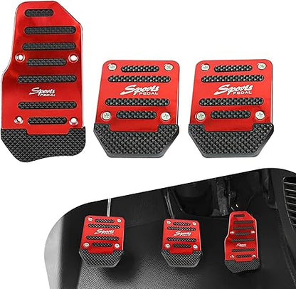 Lot de 3 Couvre-Pédales de Voiture Antidérapants en Alliage d'Aluminium