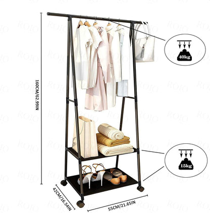 Support d'étagère au sol pour manteau T1 avec roulettes, rangement multifonction, étagères porte-vêtements