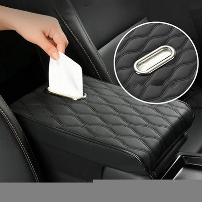 Boîte d'accoudoir de voiture en cuir avec porte-mouchoirs