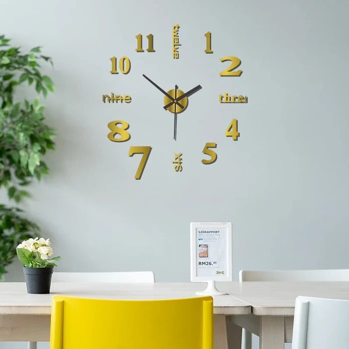 Horloge Murale 3D Autocollant Décoratif